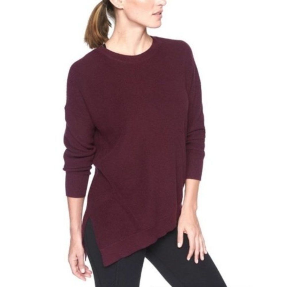 Athleta Oversized Sweater Drop Shoulder Ribbed Athleisure Yoga Gym Size XXS